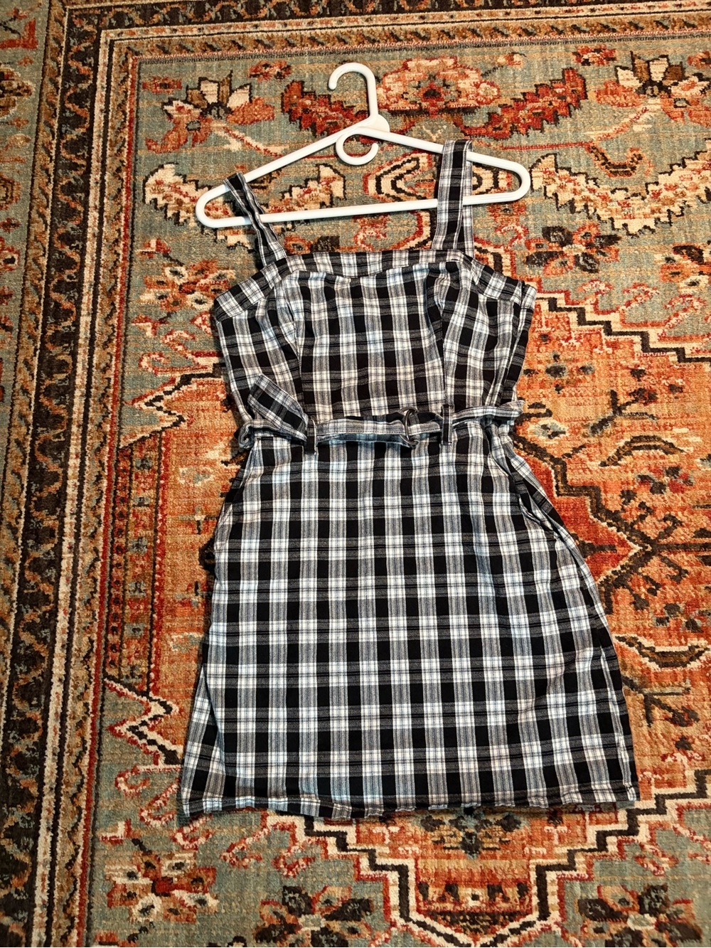 Black and White Plaid Sleeveless Mini Dress